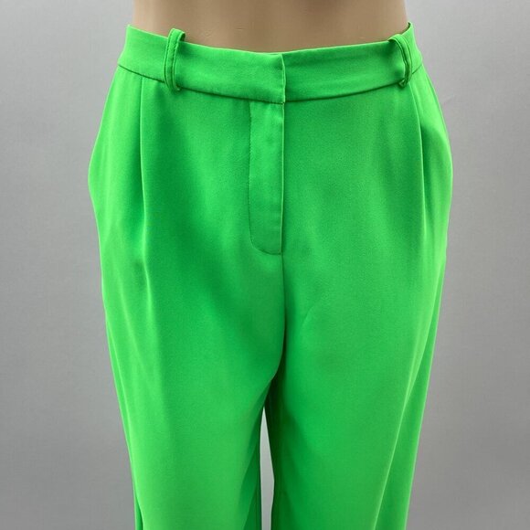 AMANDA UPRICHARD Wallace Pleated Straight Leg Pant Grass Green Polyester‎ Size L - Picture 6 of 15